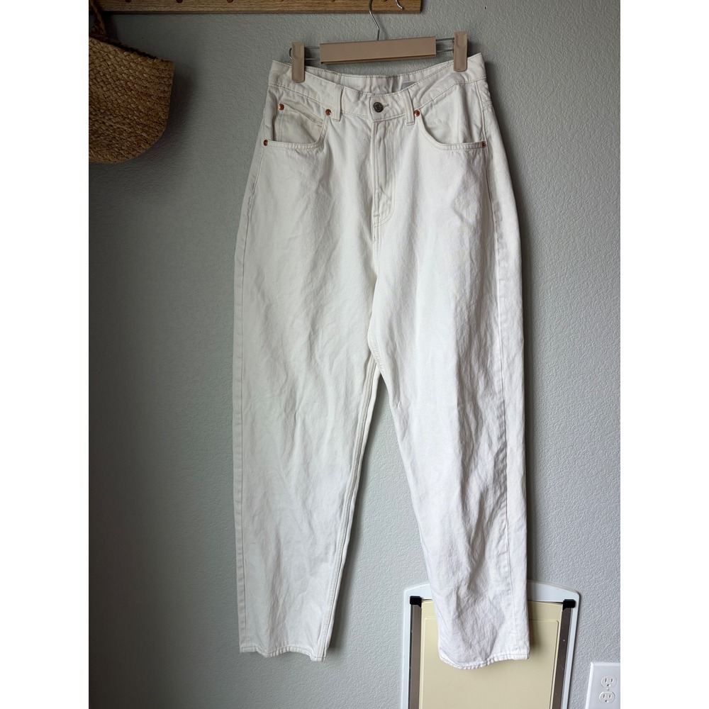 H&M &Denim 90s Baggy Jeans Ultra High Waist Off White Cream‎ Size 6
